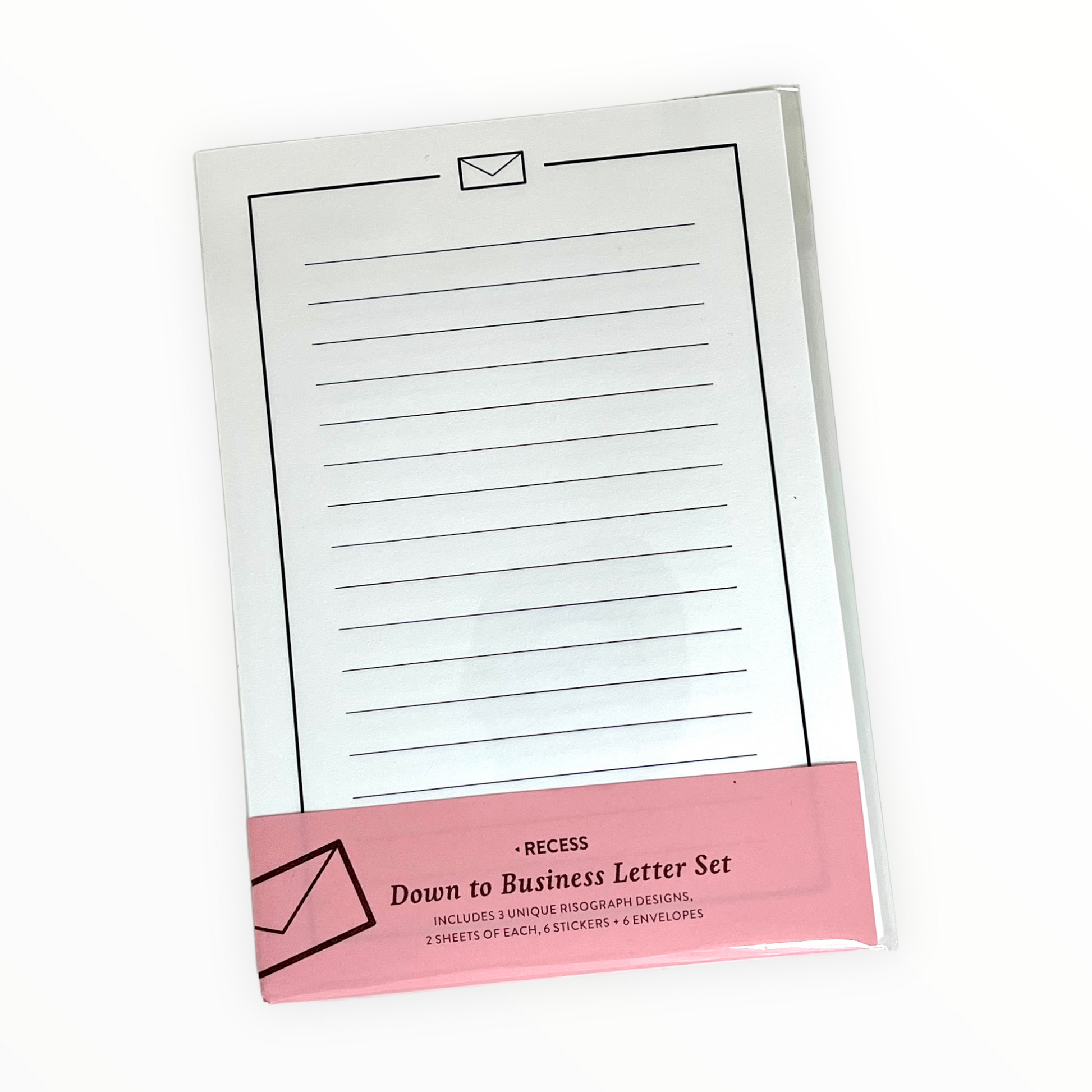 Down to Business Letter Writing Set detail by Recess Shop, lined paper design sample