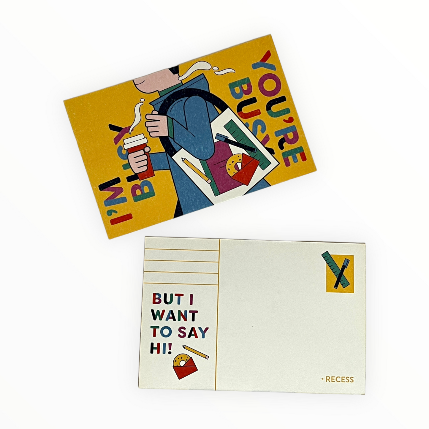 I'm Busy You're Busy postcard reverse detail by Recess Shop