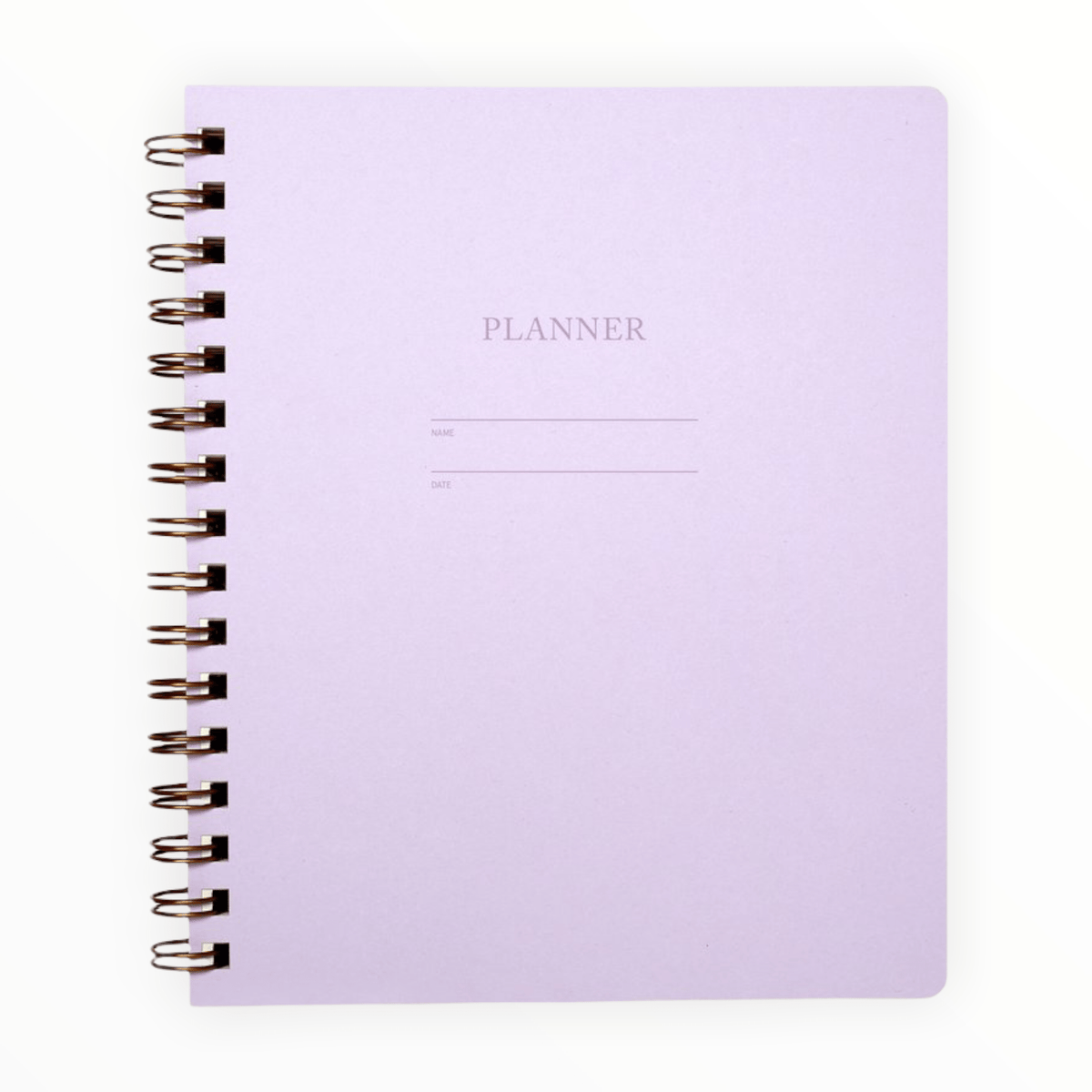 Undated Planner in Lilac by Shorthand Press, letterpress cover, gold wire-o binding, 13-month and 56-weekly spreads, 7 x 8.5 inches