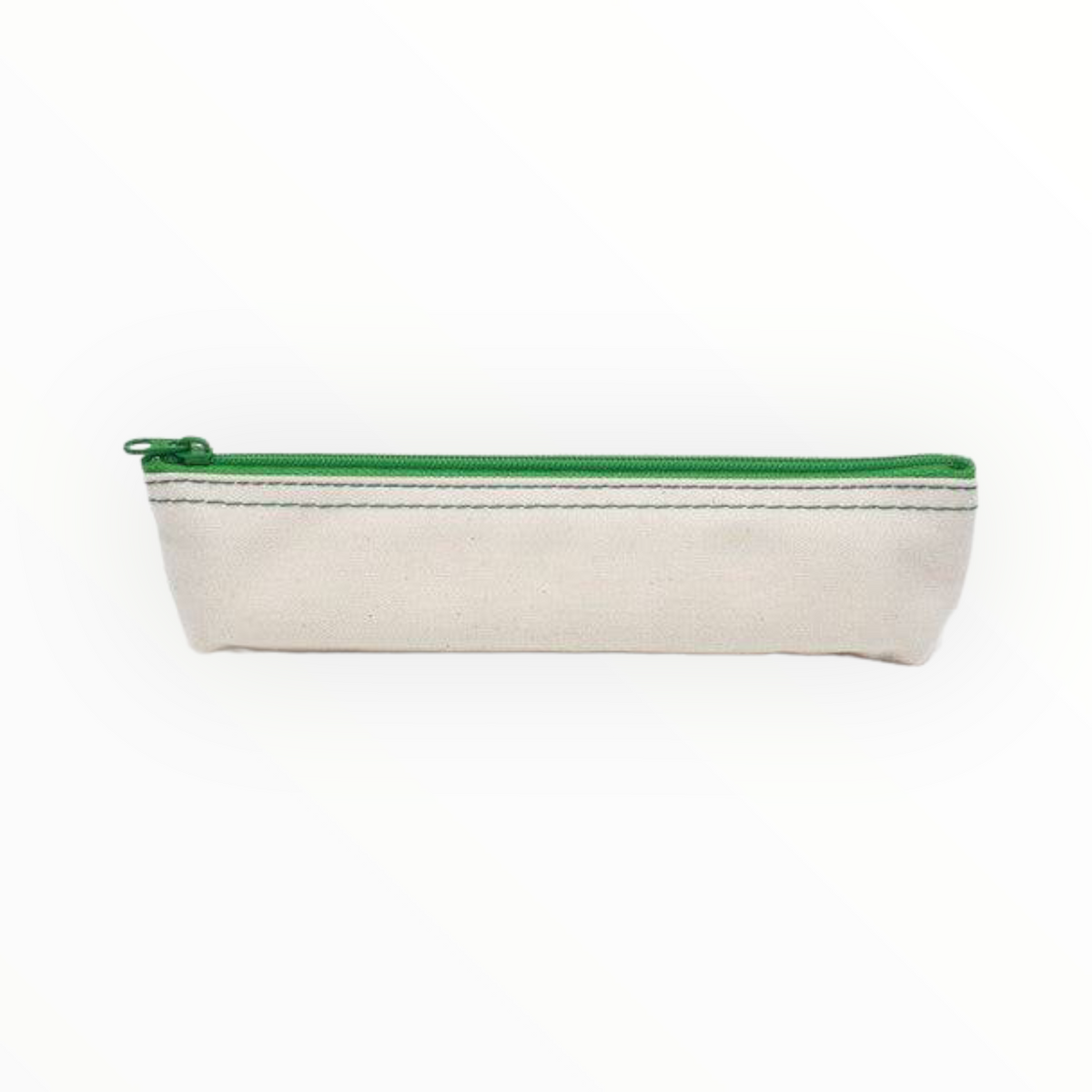 Slip-On Canvas Pen Case in Canvas White with Green by Slip-On, water-resistant inner liner, fits 6-8 pens, zipper, 7.2 x 1.9 x 1.2 inches