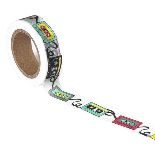 Mixtape Cassette Tape Washi Tape detail by Smarty Pants Paper Co., cassette pattern close-up