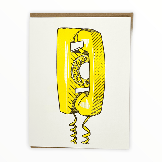 Hello Is It Me You're Looking For retro rotary phone card by Smarty Pants Paper Co., blank interior, kraft brown envelope, 4.25 x 5.5 inches