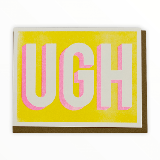 UGH greeting card by Smarty Pants Paper Co., blank interior, kraft brown envelope, 4.25 x 5.5 inches