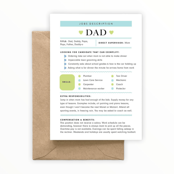 Dad: Job Description Card - The Paper Drawer
