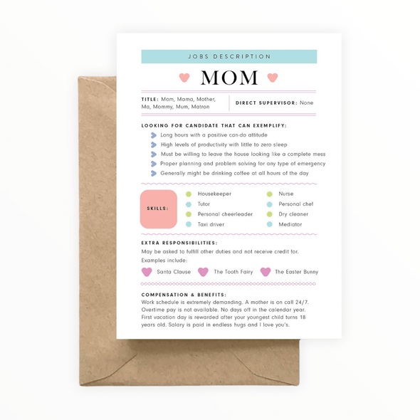 Mom: Job Description Card - The Paper Drawer