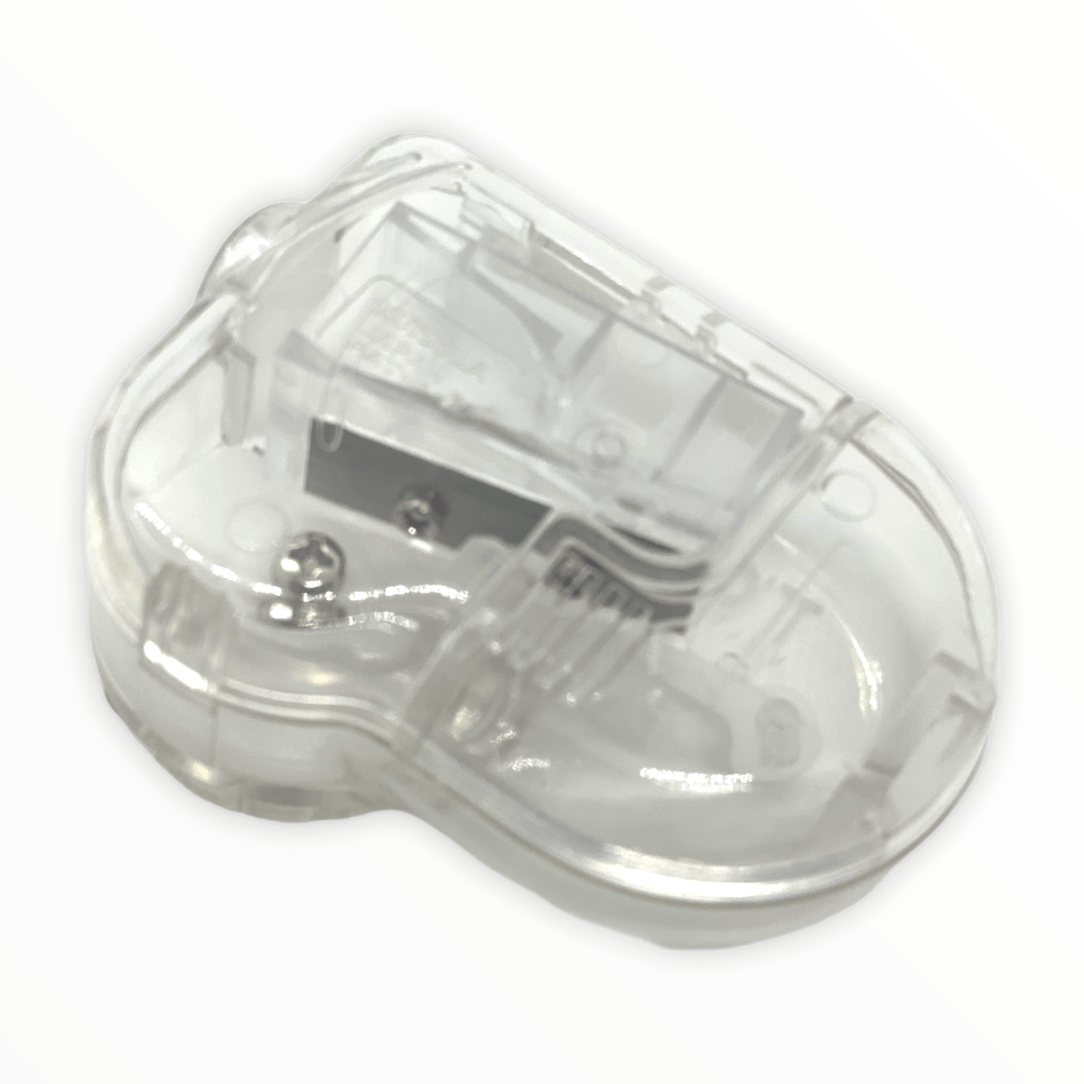 Pencil Sharpener by Stad T'Gaal, clear body showing shavings compartment