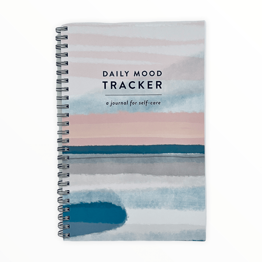 Daily Mood Tracker Spiral Notebook by Steel Petal Press, self-care journal, 50 pages, 8.5 x 5.5 inches, printed in Chicago