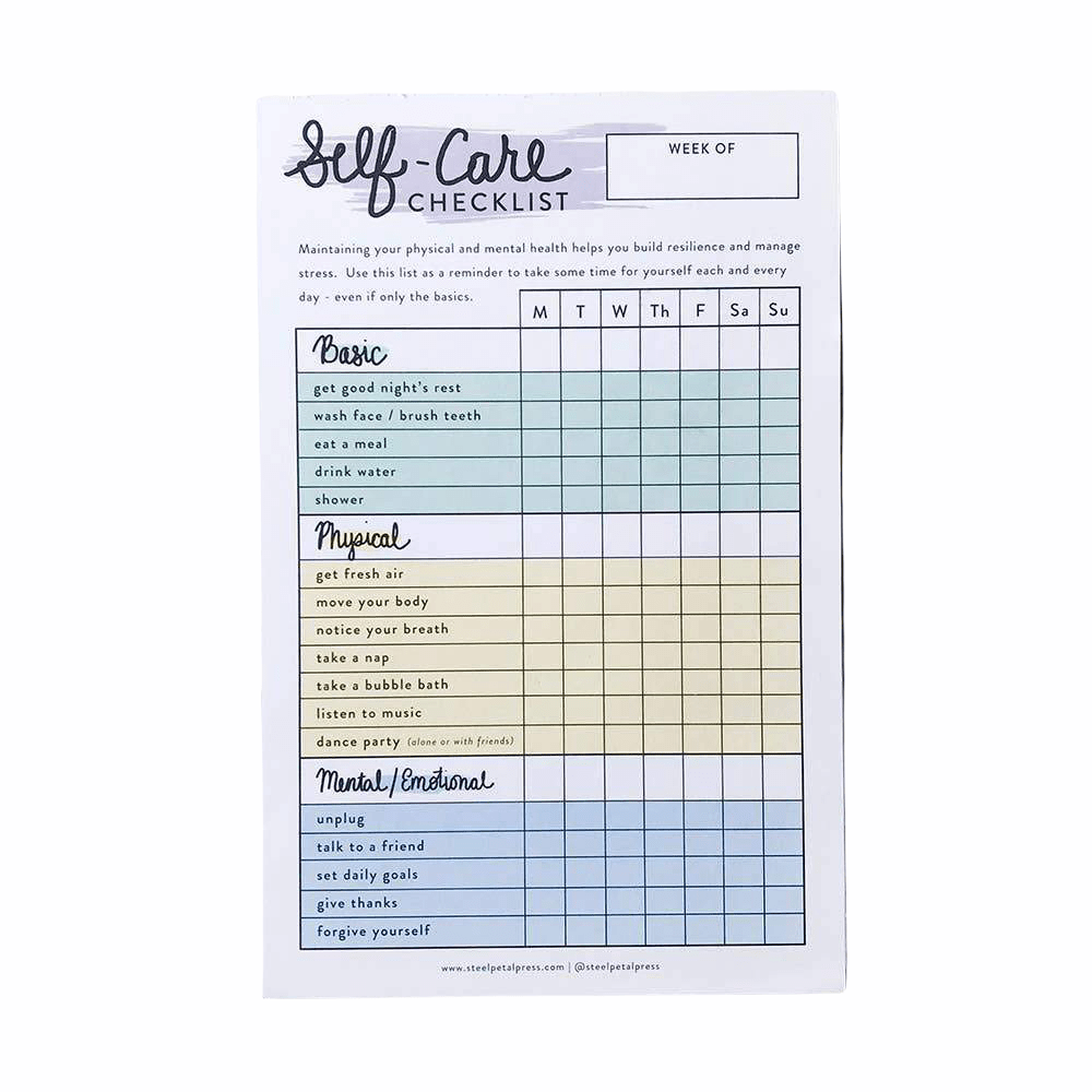 Self-Care Checklist Tracker Notepad - The Paper Drawer