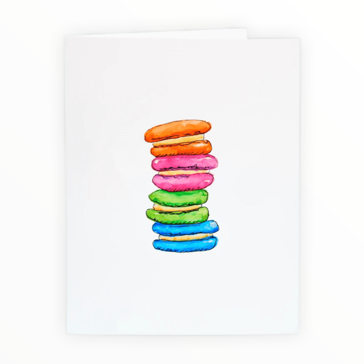 French Macarons Watercolor Notecard Box Set detail by Taylor Paladino, card design close-up