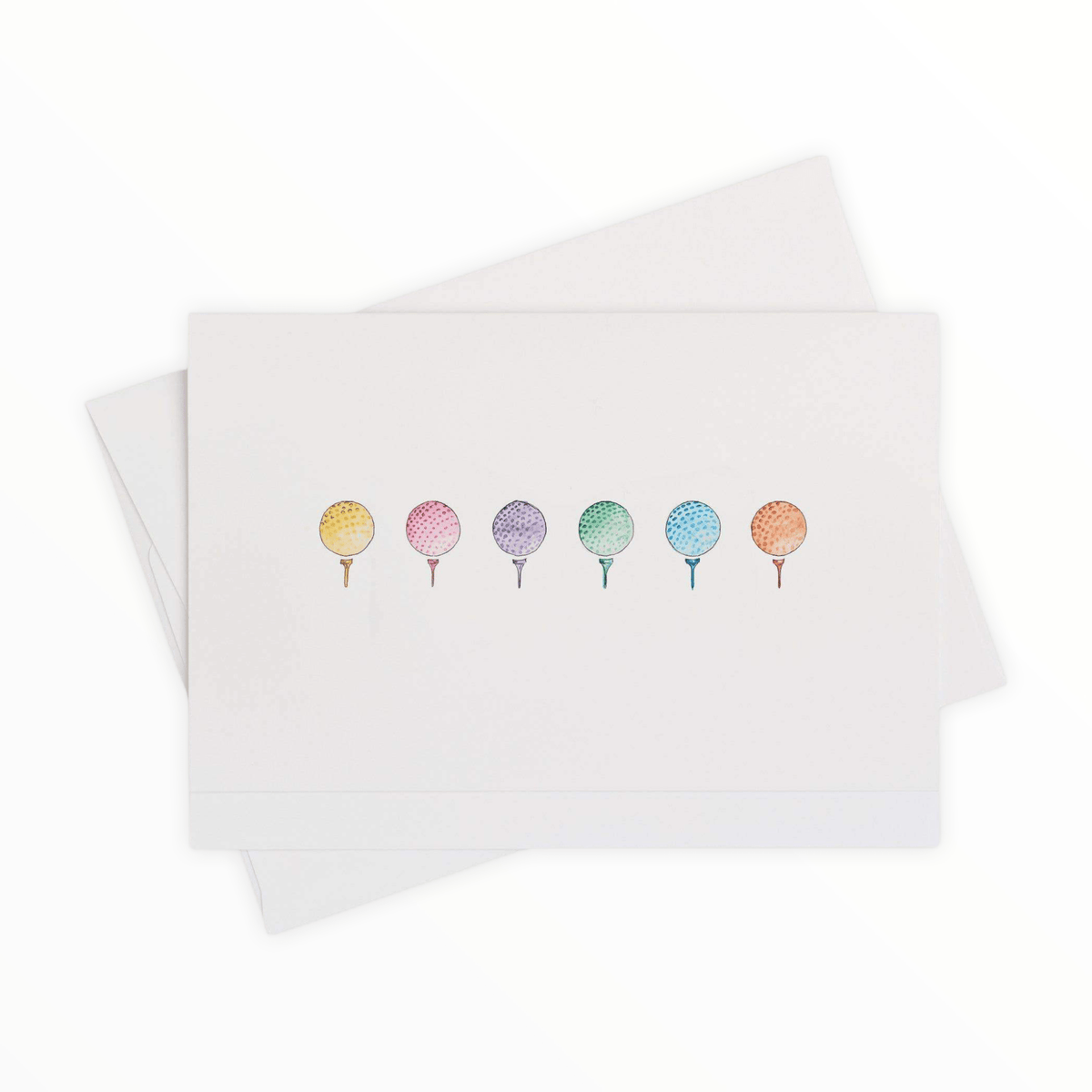 Golf Tee Time Watercolor Notecard Box Set by Taylor Paladino, original watercolor by Ben Taylor Paladino, 10 cards white envelopes, 4.5 x 6.25 inches