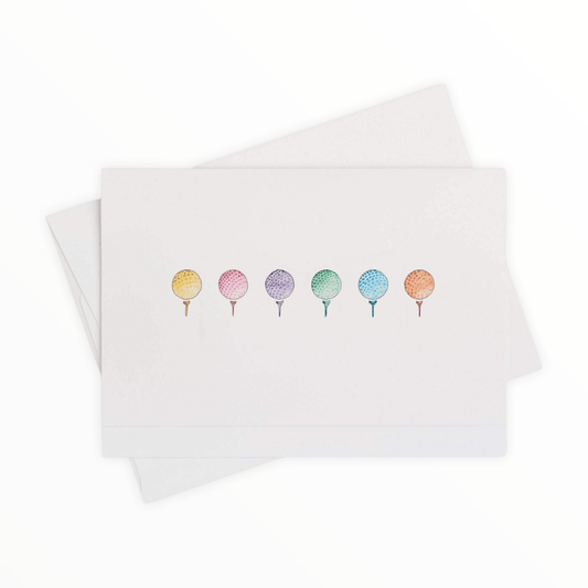 Golf Tee Time Watercolor Notecard Box Set by Taylor Paladino, original watercolor by Ben Taylor Paladino, 10 cards white envelopes, 4.5 x 6.25 inches