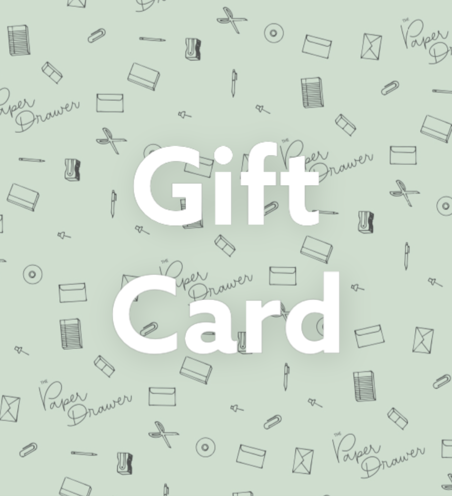 he Paper Drawer Gift Card, digital or mailed, choose your amount