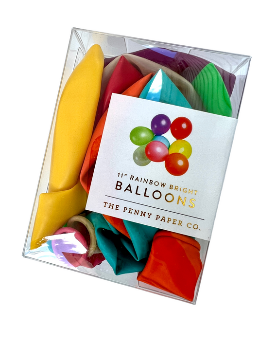 Rainbow Brite Balloons by The Penny Paper Co., set of 8 rainbow-colored 11-inch balloons, made in Canada
