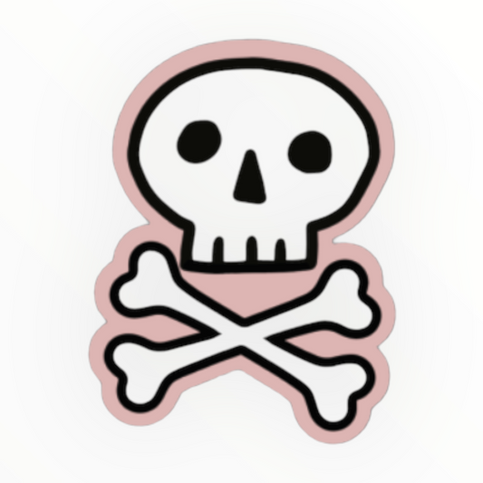 Skull and Bones vinyl sticker by The Penny Paper Co., warning danger, 1.45 x 3 inches, made in Canada