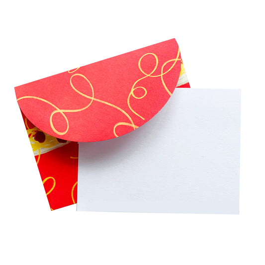 Spaghetti and Meatball Envelope Notecard Set by The Social Type, 10 blank flat white notecards with 10 patterned envelopes, 4.25 x 5.5 inches