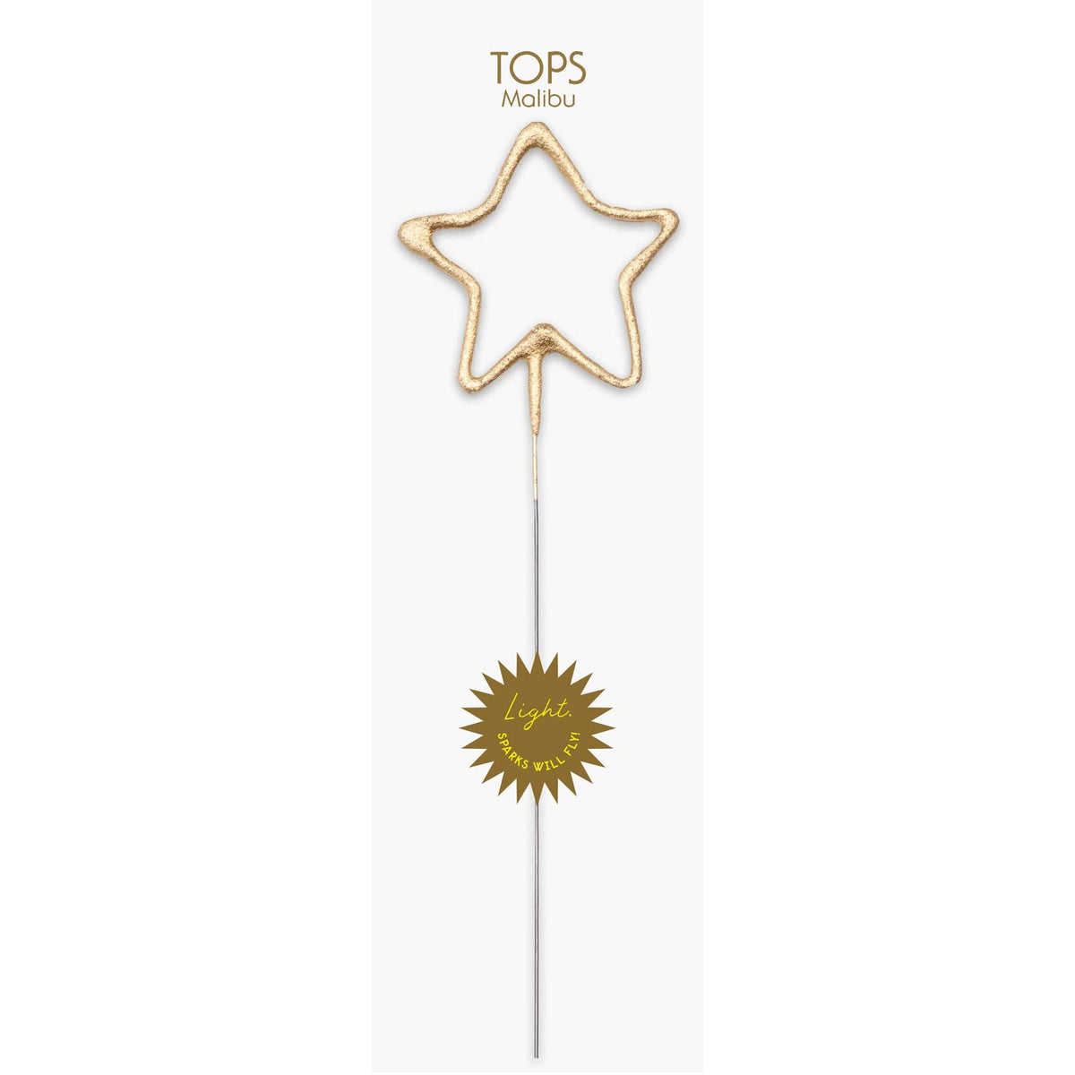 Big Golden Star Sparkler Wand detail by TOPS Malibu, star shape detail
