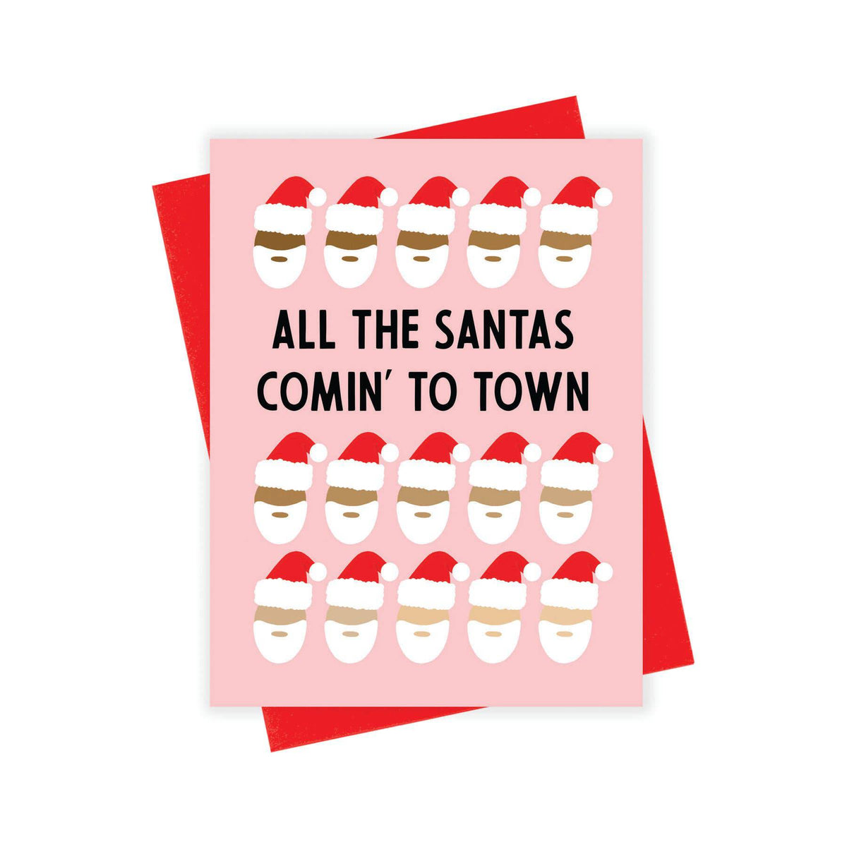 All the Santas Card Boxed Set by xou, 8 cards blank interior, red envelopes