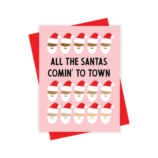 All the Santas Card Boxed Set by xou, 8 cards blank interior, red envelopes