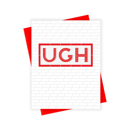 UGH Subway Tile Card by xou, blank interior, red envelope, made in New York City